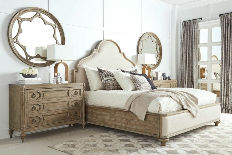 Queen Beds | * Art Furniture Architrave Queen Upholstered Panel Bed In Rustic Almond