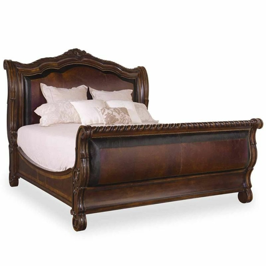 Queen Beds | * Art Furniture Valencia Queen Upholstered Sleigh Bed In Dark Oak