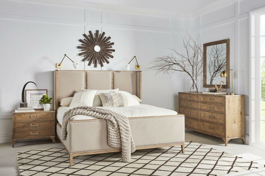 King Beds | * Art Furniture Passage California King Upholstered Bed In Light Oak