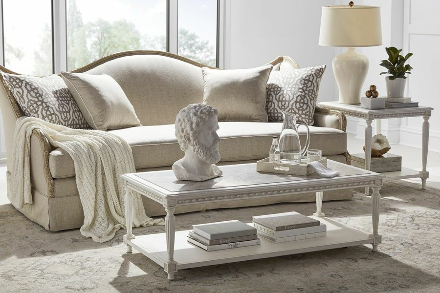 Coffee Table Sets | * Art Furniture Somerton Cocktail Table With Stone Top In Antique White