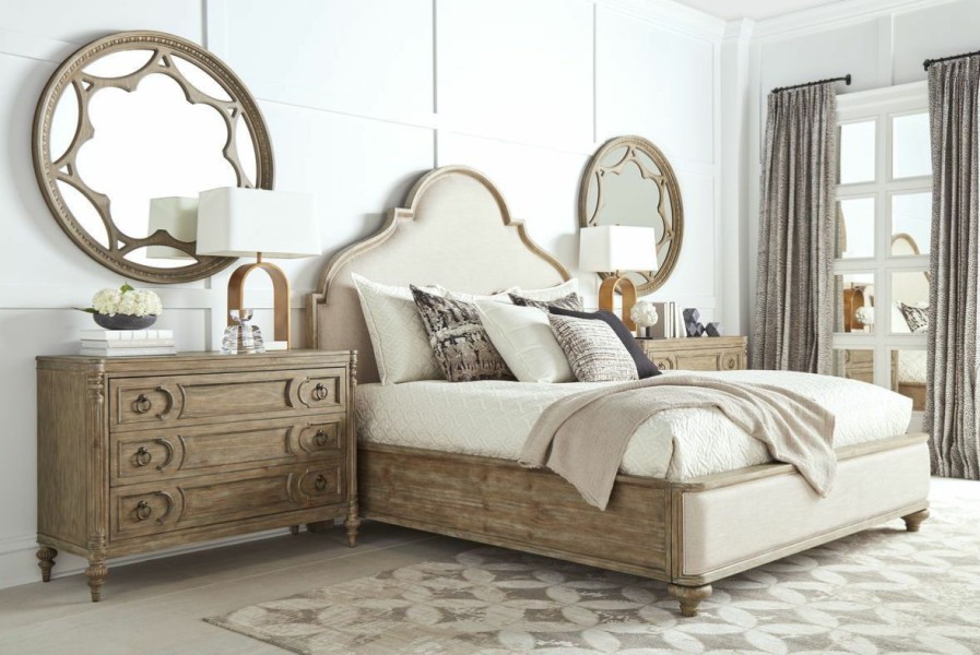 King Beds | * Art Furniture Architrave California King Upholstered Panel Bed In Rustic Almond