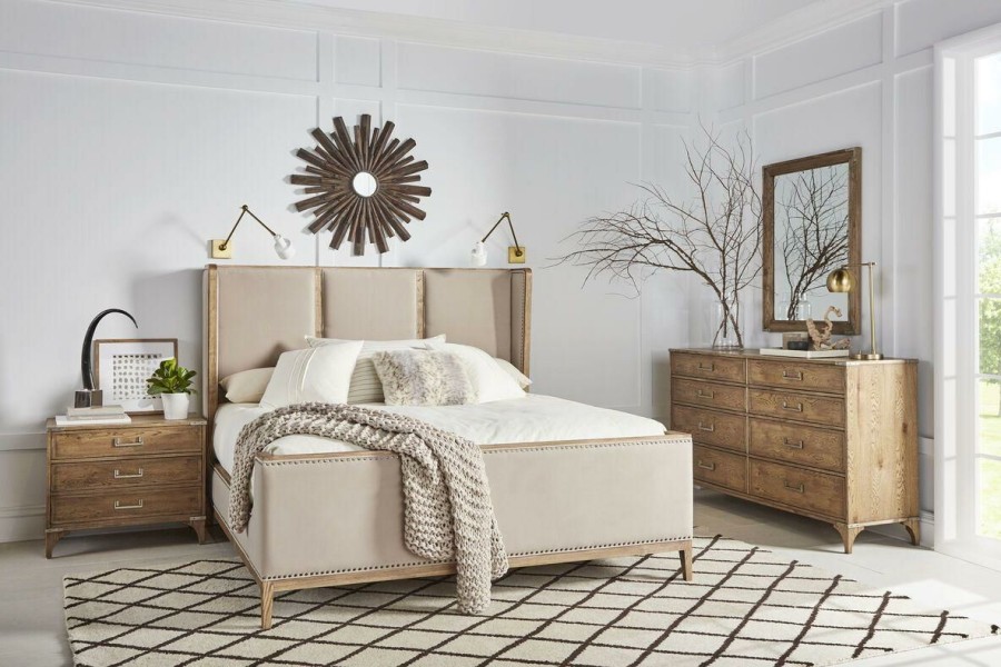 King Beds | * Art Furniture Passage King Upholstered Bed In Light Oak